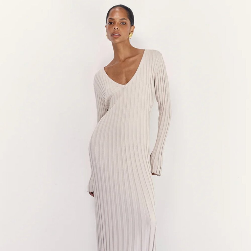 DISSH Reign Stone Sleeved Knit Midi Dress